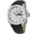 Alpina Men's 'Club' Silver Dial Black Leather Strap Day Date Watch
