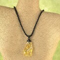 Hand-tied Lemon Baltic Amber Wave Leather Cord Necklace ( Lithuania)