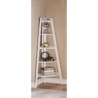 Price Aquify White 5-tier Wooden Corner Bookshelf