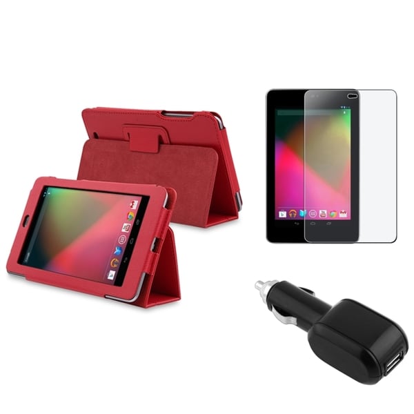 BasAcc Red Case/ Screen Protector/ Car Charger for Google Nexus 7