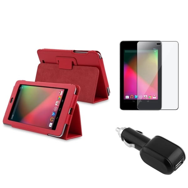 BasAcc Red Case/ Screen Protector/ Charger for Google Nexus 7