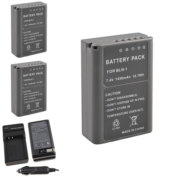 BasAcc Battery/ Travel/ Car Charger for Olympus OM-D EM-5/ BLN-1