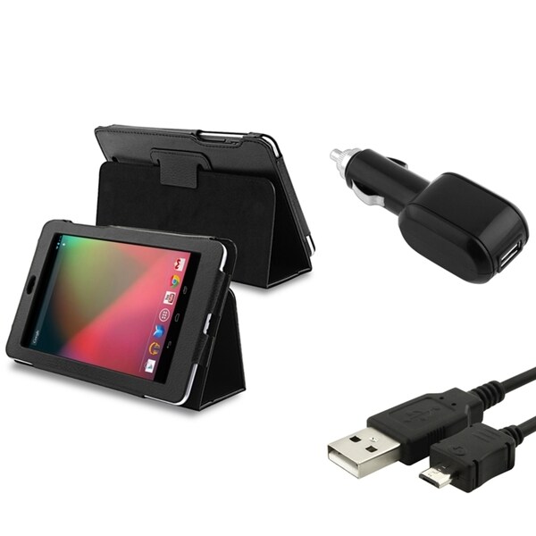 BasAcc Leather Case/ USB Cable/ Car Charger for Google Nexus 7