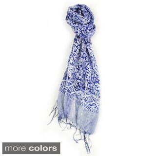Silk Leaf Printed Scarf (Indonesia)