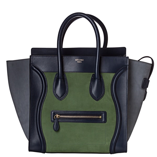 Celine Green Suede/ Navy Leather Expanded Luggage Tote Bag ...  