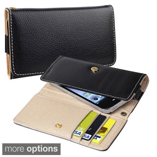 BasAcc Black Leather Wallet Case for Apple iPhone 5