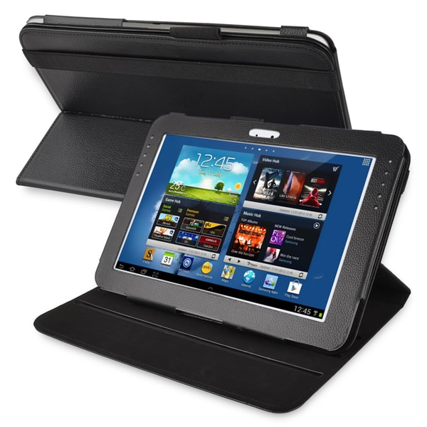 BasAcc Black Leather Swivel Case for Samsung Galaxy Note 10.1 N8000