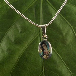 Sterling Silver 'Lady of Guadalupe' Small Necklace (Mexico)