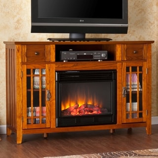Best Shopping Vinicio Mission Oak Electric Media Fireplace