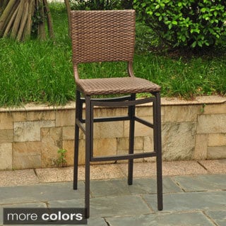 Barcelona Resin Wicker Outdoor Bar Height Stools (Set of 2)