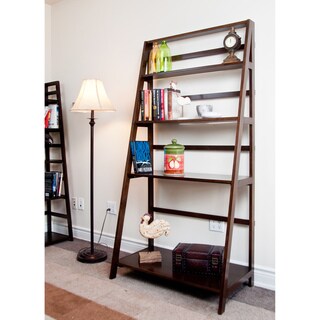 Normandy Tobacco Brown Convertible Ladder Shelf Bookcase - Desk
