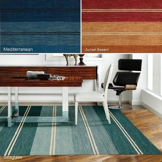 Handmade Barclay Butera Mediterranean Stripe Oxford Rug (7'9 x 10'10)