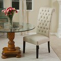 Christopher Knight Home Limon Tall Back Tufted Dark Beige Fabric Single Chair