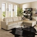 Baxton Studio Cream Leather Sectional Sofa