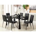 Enitial Lab Basuki 7-piece BlackTempered Glass Dining Set
