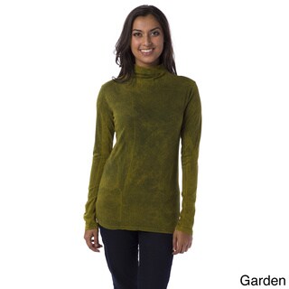 AtoZ Women's Antique Wash Long Sleeve Mock Neck Top