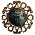 Gold Finish Round Transitional Framed Mirror