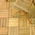 Premier Acacia Interlocking Deck Tile with 8 Slat Design in Teak Finish