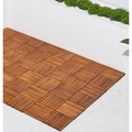 Premier Acacia Interlocking Deck Tile with 8 Slat Design in Teak Finish