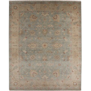 Hand-knotted Oriental Sea Blue Wool Area Rug (8' x 10')