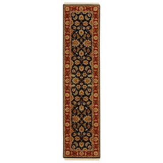 Hand-knotted Oriental Ebony Wool Runner Rug (2'6 x 12')