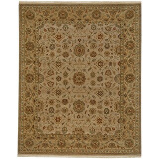 Hand-knotted Oriental Dark Ivory Wool Area Rug (8' x 10')