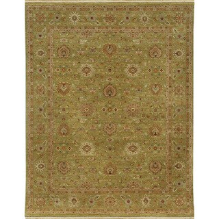 Hand-knotted Oriental Paradise Green Wool Area Rug (10' x 14')