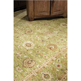 Hand-knotted Oriental Paradise Green Wool Area Rug (6' x 9')