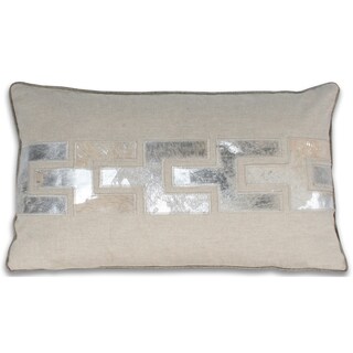 Marlo Lorenz Silver/ Grey Leather 12x20-inch Pillow