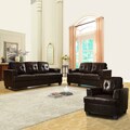 Cartona Dark Brown Bonded Leather Tufted 3-piece Living Room Set