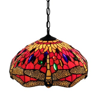 Tiffany Style Red Dragonfly Hanging Lamp