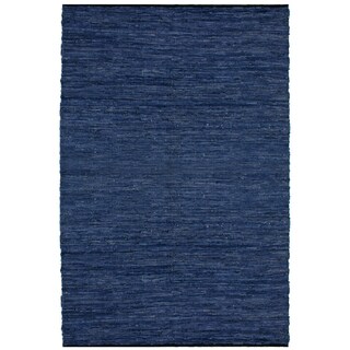 Hand-woven Matador Blue Leather Rug (9' x 12')