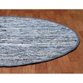 Hand-woven Matador Blue Denim/ Leather Rug (8' Round)