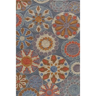 Hand-tufted Copia Carnival Blue Polyester Rug