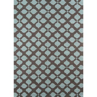 Hand-hooked Cozumel Medallions Blue Polyester Rug
