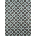Hand-hooked Cozumel Medallions Blue Polyester Rug