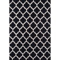 Hand-hooked Casablanca Black Polyester Rug