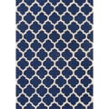 Hand-hooked Casablanca Blue Polyester Rug