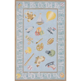 Momeni 'Lil Mo Classic Toys' Baby Blue Cotton Rug