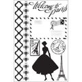 Welcome To Paris Cling Stamps 4"X6"-