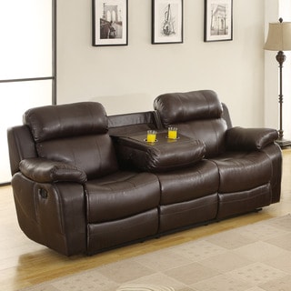 (>_<)  TRIBECCA HOME Eland Brown Cupholder Recliner Sofa
