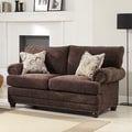Graciela Chocolate Chenille 2-pillow Traditional Nail Head Loveseat