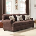 Graciela Chocolate Chenille 3-pillow Traditional Nail Head Sofa