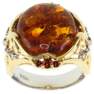 Michael Valitutti Two-Tone Baltic Amber and Orange Sapphire Ring