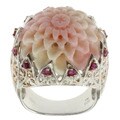 Michael Valitutti Two-tone Silver Carved Flower Conch Shell Ring