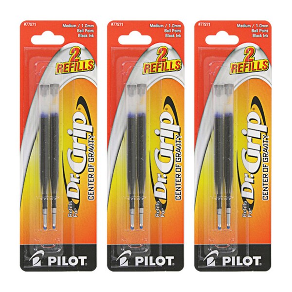 Pilot Dr. Grip Center of Gravity Ballpoint Pen Refills (Pack of 6)