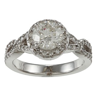 14k Gold 1 1/2ct TDW Certified Round Diamond Halo Engagement Ring (H-I, SI1-SI2)