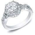 14k Gold 1 1/2ct TDW Certified Round Diamond Halo Engagement Ring (H-I, SI1-SI2)