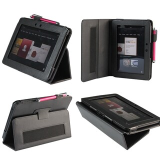 Deluxe Amazon Kindle Fire HD 7-inch Black Stand Case with Stylus Pen