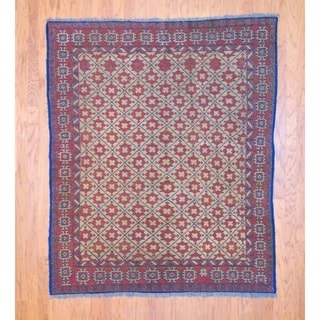 Afghan Hand-knotted Tribal Soumak Gold/ Red Flatweave Kilim Wool Rug (5'4 x 6'4)